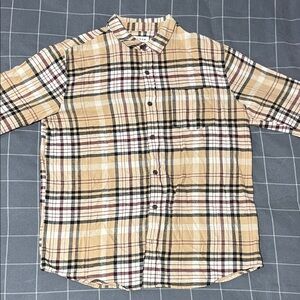 PacSun Beige and Black Plaid Men's Shirt